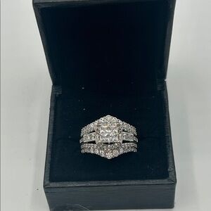 Sparkling White Cubic Zirconia Three-Piece Ring Set